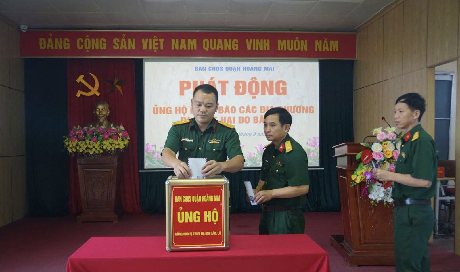 Ban Chỉ huy Quân sự quận Hoàng Mai phát động ủng hộ đồng bào bị thiệt hại do bão lũ: Phát huy tinh thần đoàn kết, tương thân tương ái