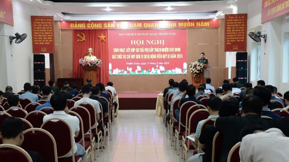 Quận Thanh Xuân tổ chức hội nghị sinh hoạt và chi trả phụ cấp cho lực lượng dự bị động viên quý III-2024