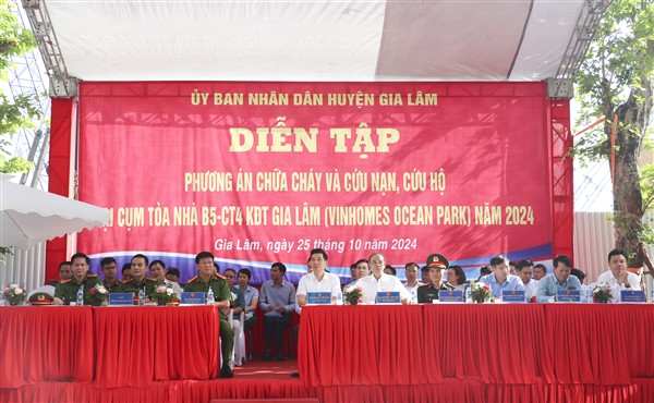 Huyện Gia Lâm diễn tập phương án phòng cháy chữa cháy năm 2024: Nâng cao ý thức cộng đồng và hiệu quả ứng phó