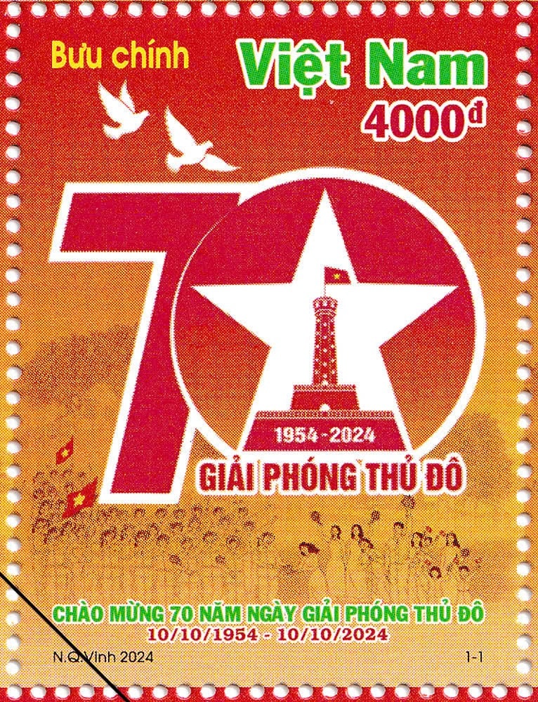Bộ tem kỷ niệm 70 năm Giải phóng Thủ đô: Tôn vinh lịch sử, khơi nguồn cảm hứng phát triển