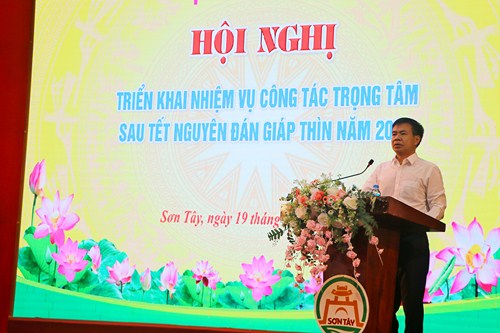 Thị xã Sơn Tây triển khai nhiệm vụ công tác trọng tâm sau Tết Nguyên đán Giáp Thìn 2024
