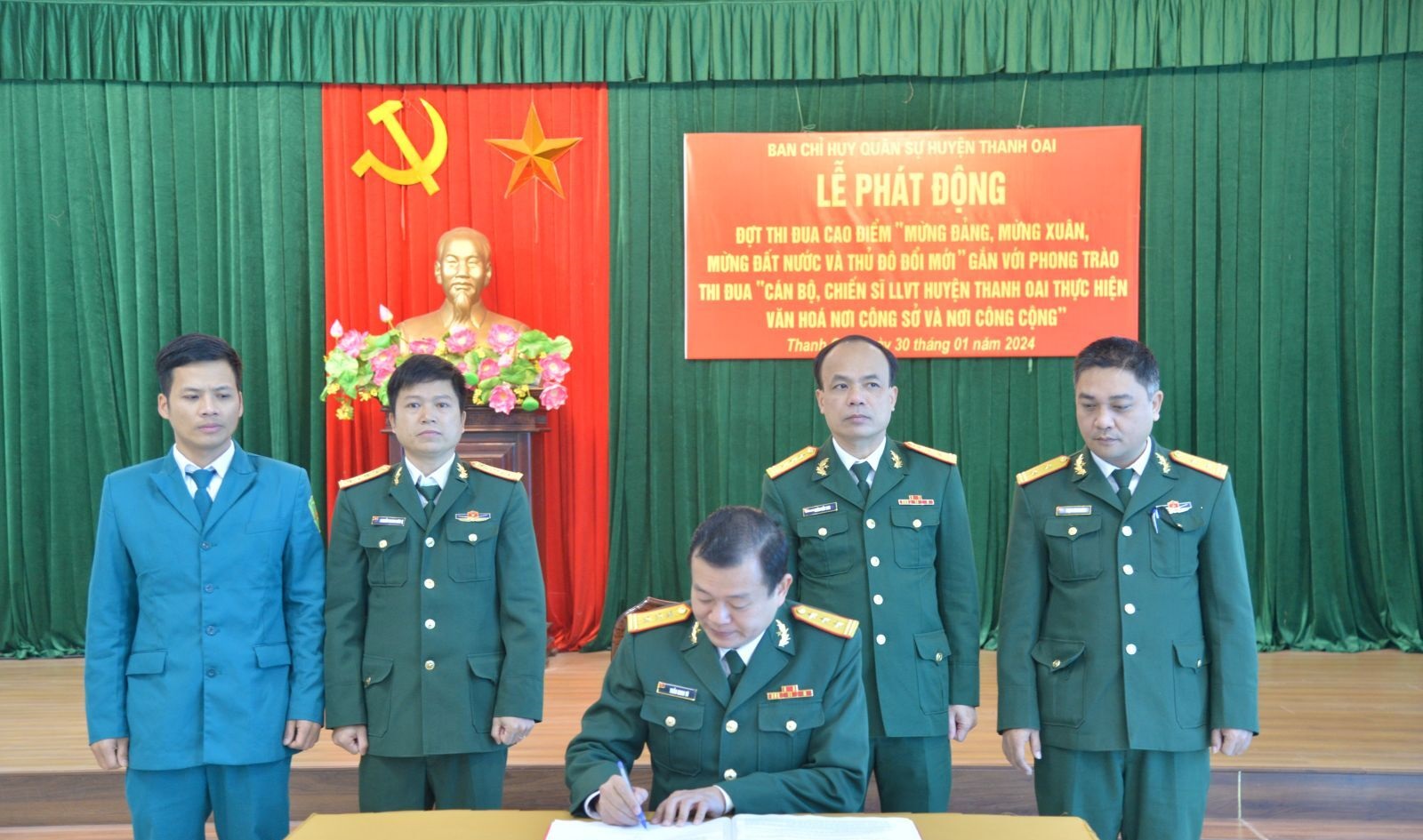 Ban CHQS huyện Thanh Oai phát động thi đua mừng Đảng, mừng Xuân