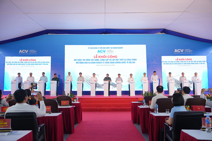 Thủ tướng phát lệnh khởi công mở rộng Nhà ga hành khách T2 Cảng hàng không Quốc tế Nội Bài: Nâng công suất lên 15 triệu hành khách/năm