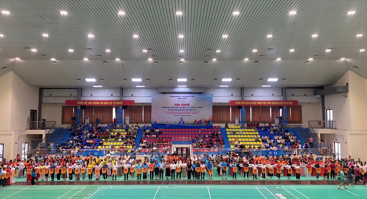 Sức mạnh đoàn kết, tinh thần thể thao: Khai mạc Hội khỏe công nhân, viên chức, lao động, lực lượng vũ trang và sinh viên quận Cầu Giấy 2024