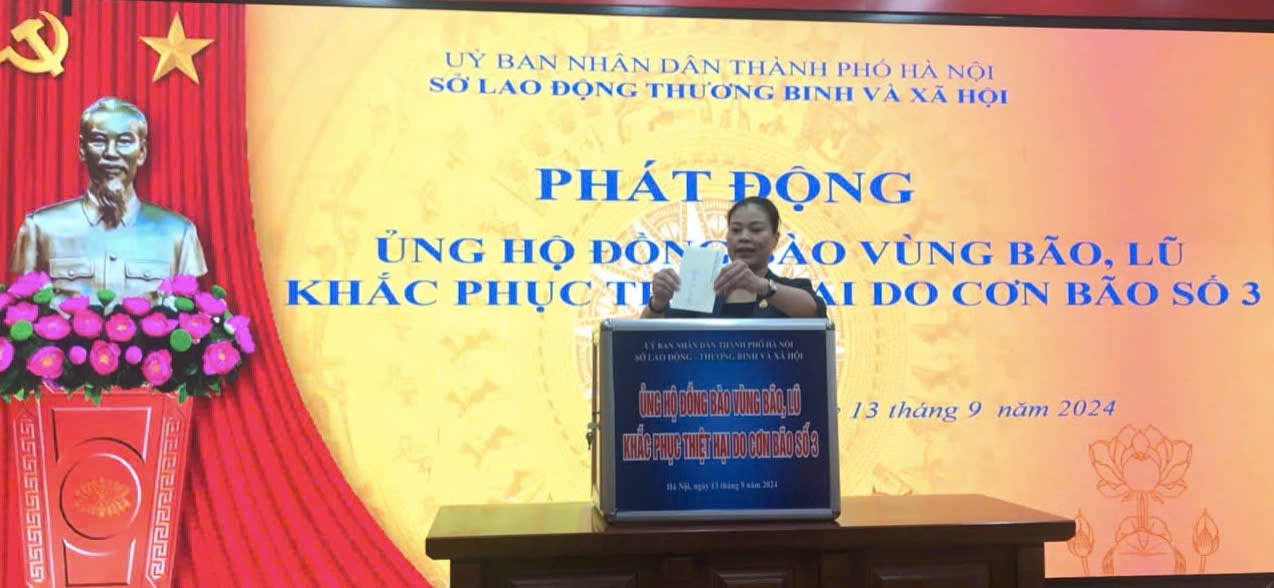 Sở Lao động - Thương binh và Xã hội Hà Nội phát động quyên góp ủng hộ đồng bào bị thiệt hại do bão số 3