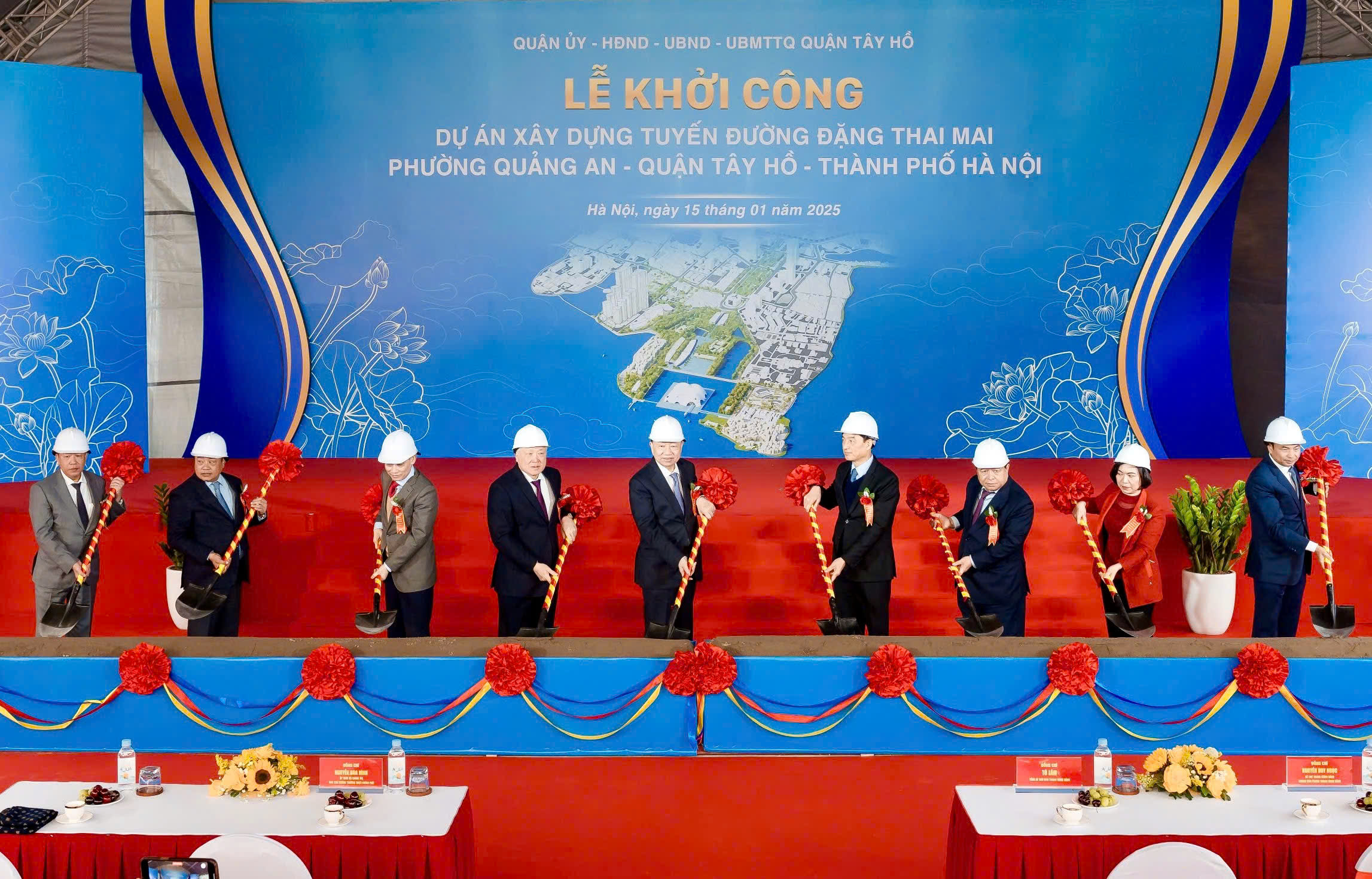 Tổng Bí thư Tô Lâm dự lễ khởi công xây dựng tuyến đường Đặng Thai Mai - giai đoạn I, quận Tây Hồ