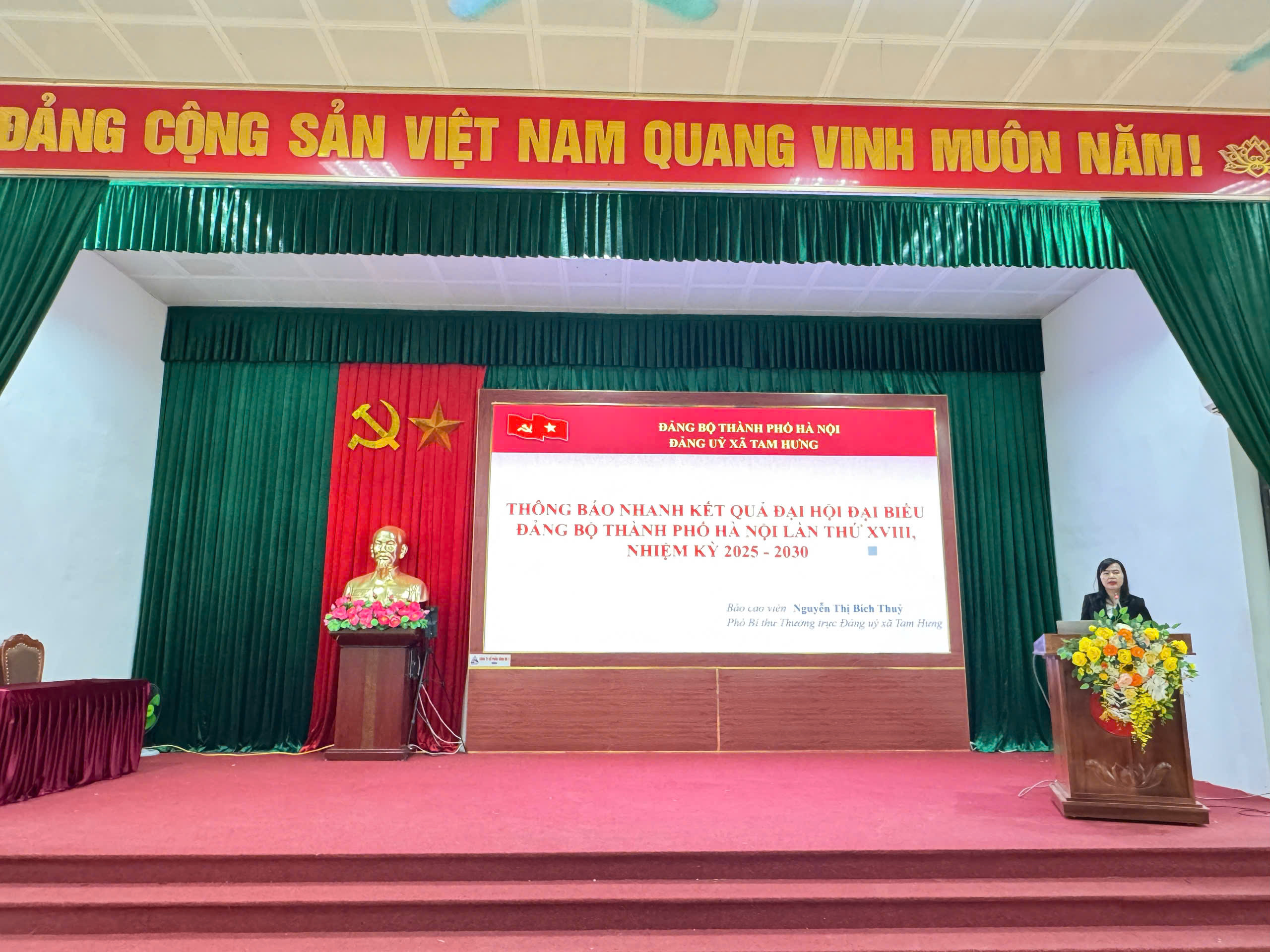 Đảng ủy xã Tam Hưng thông tin nhanh kết quả Đại hội XVIII Đảng bộ thành phố Hà Nội, nhiệm kỳ 2025-2030
