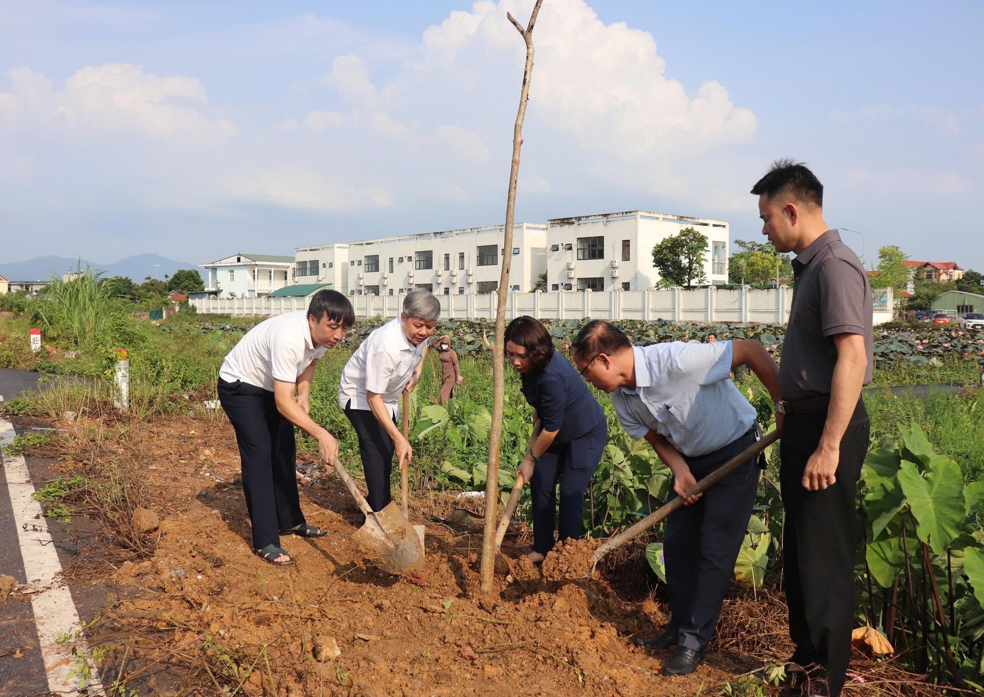 Xã Kiều Phú ra quân vệ sinh môi trường, trồng cây xanh chào mừng Đại hội Đảng bộ lần thứ I