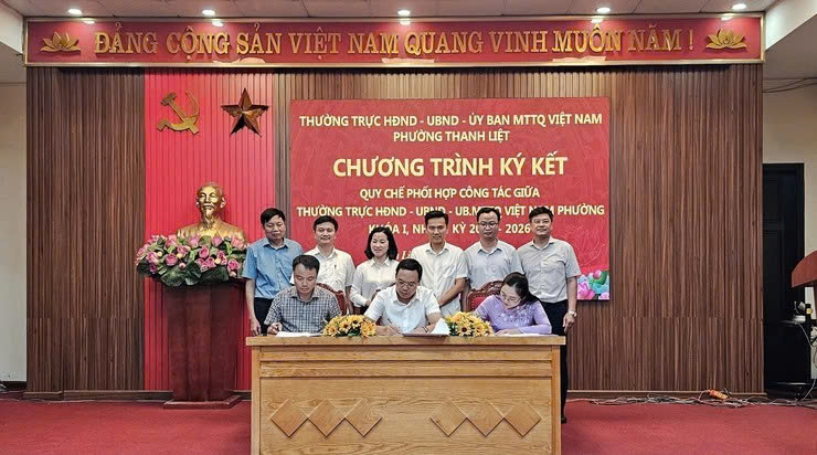 Phường Thanh Liệt ký kết Quy chế phối hợp công tác nhiệm kỳ 2025 – 2030