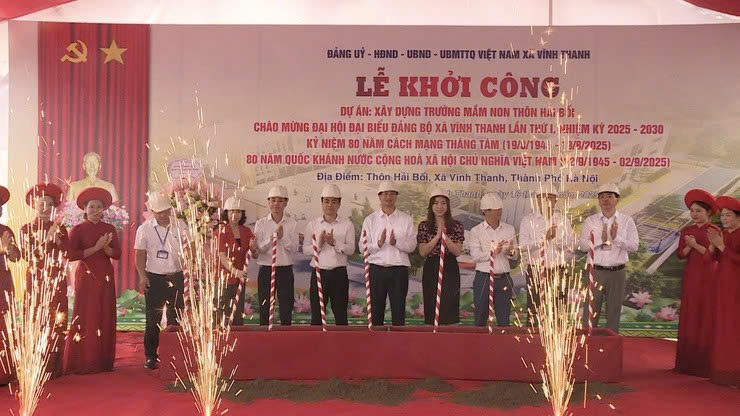 Xã Vĩnh Thanh khởi công Trường Mầm non Hải Bối: Công trình trọng điểm chào mừng Đại hội Đảng bộ xã lần thứ I
