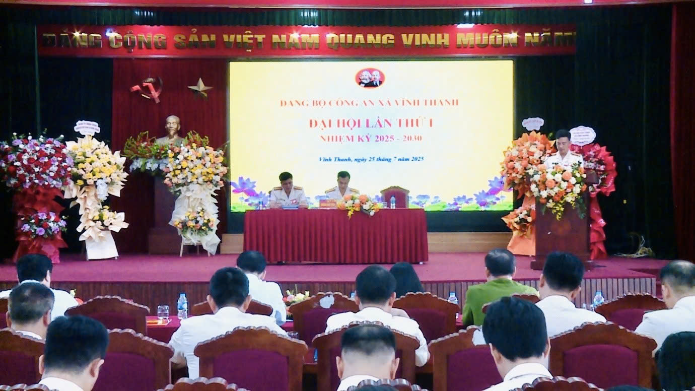 Đảng bộ Công an xã Vĩnh Thanh tổ chức Đại hội lần thứ nhất, khẳng định vai trò nòng cốt trong giữ gìn an ninh trật tự