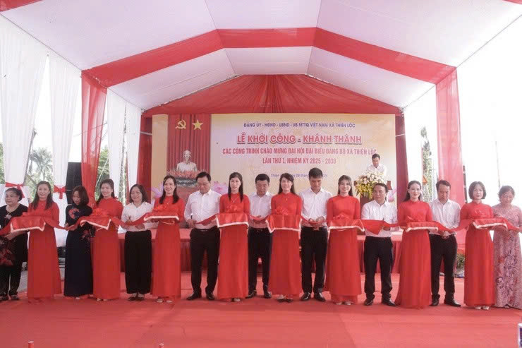 Xã Thiên Lộc khởi công - khánh thành hàng loạt công trình hạ tầng chào mừng Đại hội Đảng bộ xã lần thứ I