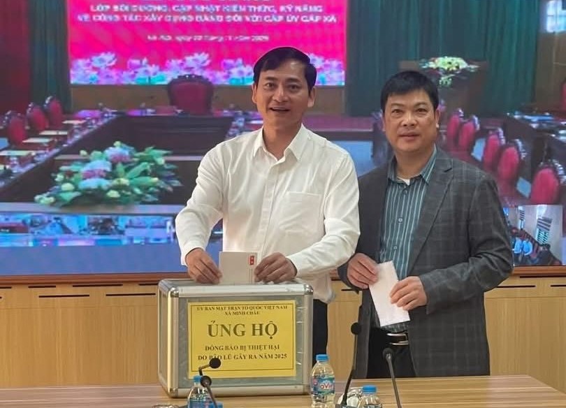 Uỷ ban Mặt trận Tổ quốc Việt Nam xã Minh Châu phát động ủng hộ đồng bào các địa phương bị thiệt hại do mưa lũ
