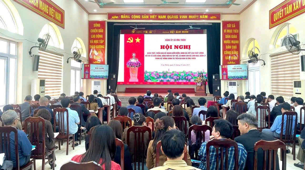 Xã Ứng Thiên quán triệt kế hoạch kiểm điểm, đánh giá xếp loại tổ chức đảng, đảng viên năm 2025