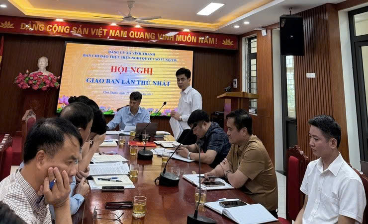 Đảng ủy xã Vĩnh Thanh giao ban lần thứ nhất Ban Chỉ đạo triển khai Nghị quyết 57-NQ/TW