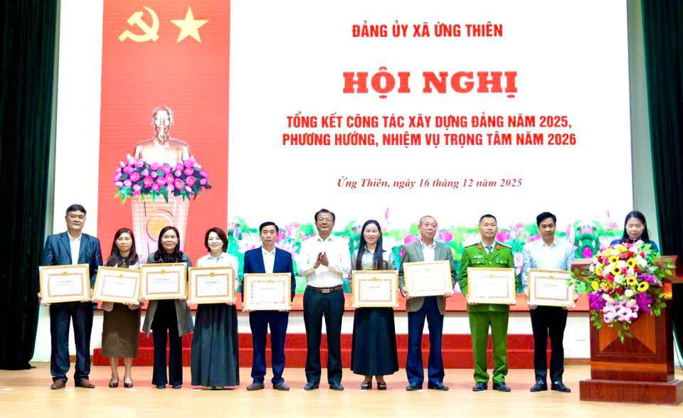 Đảng ủy xã Ứng Thiên tổng kết công tác xây dựng Đảng năm 2025, xác định trọng tâm lãnh đạo năm 2026