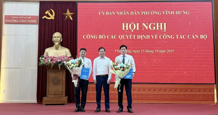 Phường Vĩnh Hưng công bố các quyết định về công tác cán bộ, kiện toàn bộ máy giai đoạn mới