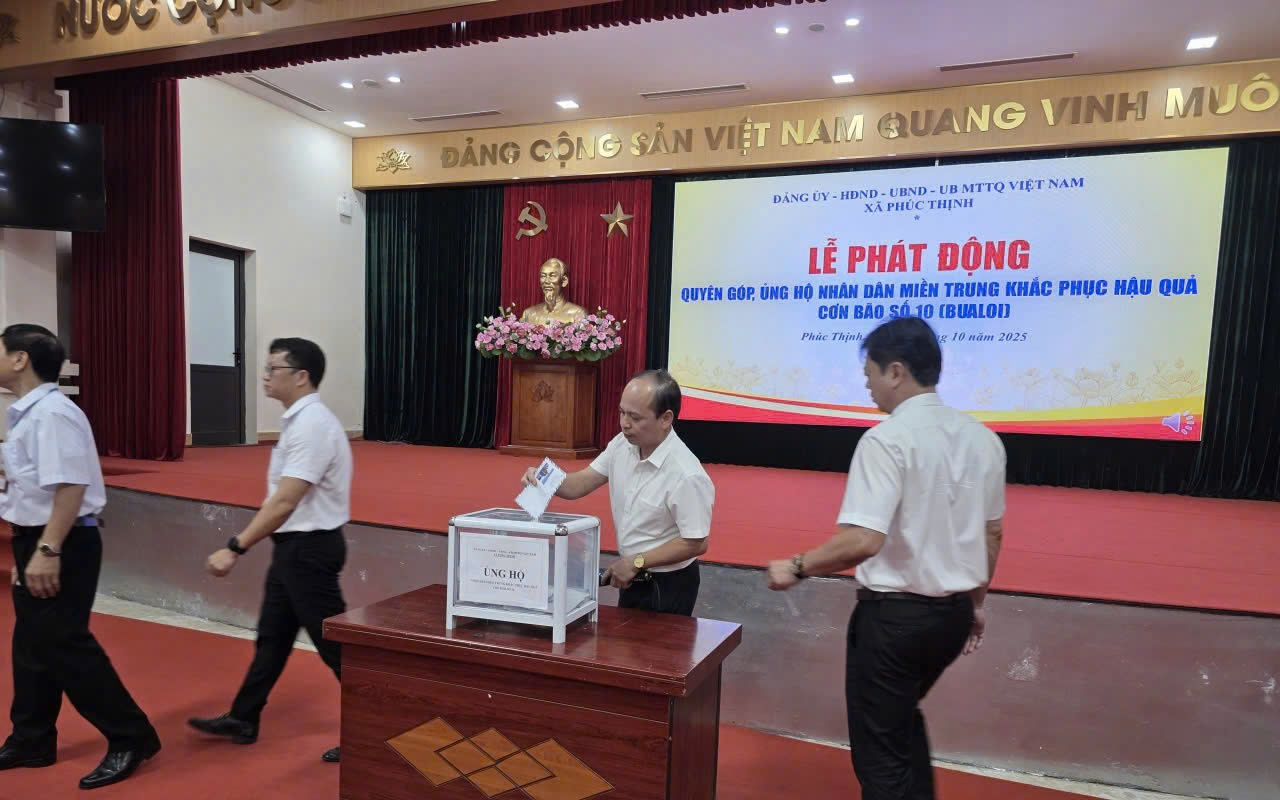 Xã Phúc Thịnh chung tay hướng về miền Trung, lan tỏa tinh thần đoàn kết, sẻ chia sau bão số 10