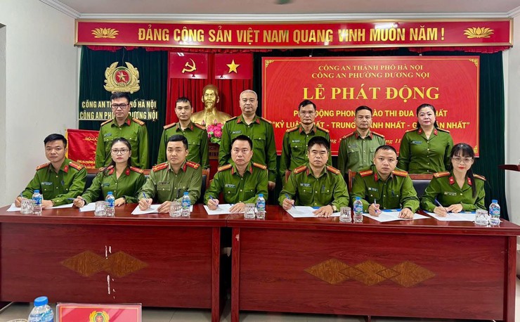 Công an phường Dương Nội phát động phong trào thi đua “Ba nhất” gắn với nhiệm vụ giữ gìn an ninh trật tự cơ sở