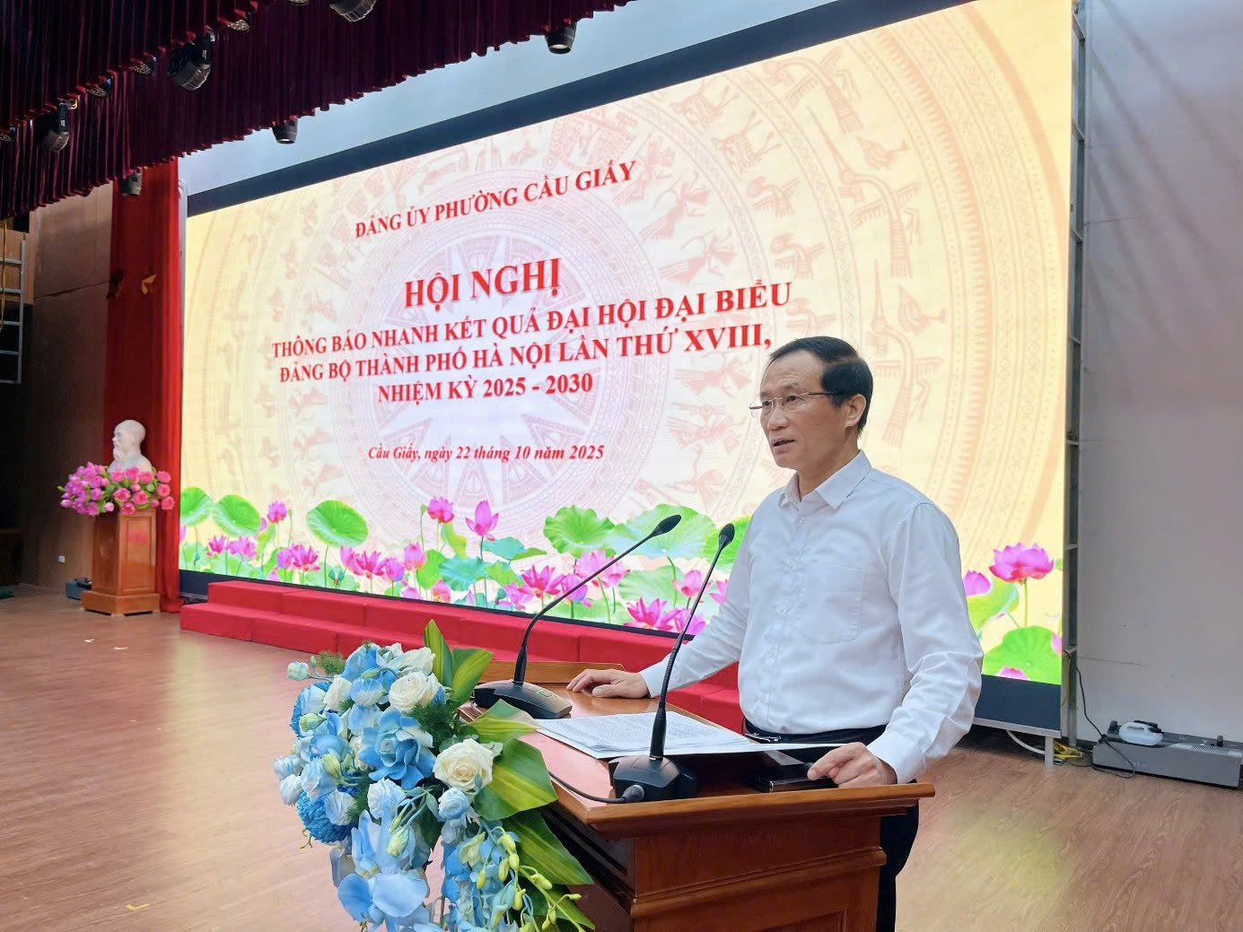 Đảng ủy phường Cầu Giấy thông báo nhanh kết quả Đại hội Đảng bộ thành phố Hà Nội lần thứ XVIII