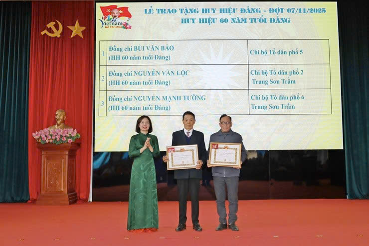 Phường Tùng Thiện trao Huy hiệu Đảng, lan tỏa giá trị truyền thống cách mạng