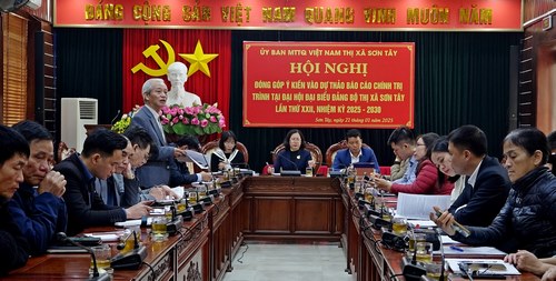Phát huy trí tuệ, trách nhiệm, đóng góp hoàn thiện dự thảo Báo cáo chính trị trình Đại hội Đảng bộ thị xã Sơn Tây lần thứ XXII