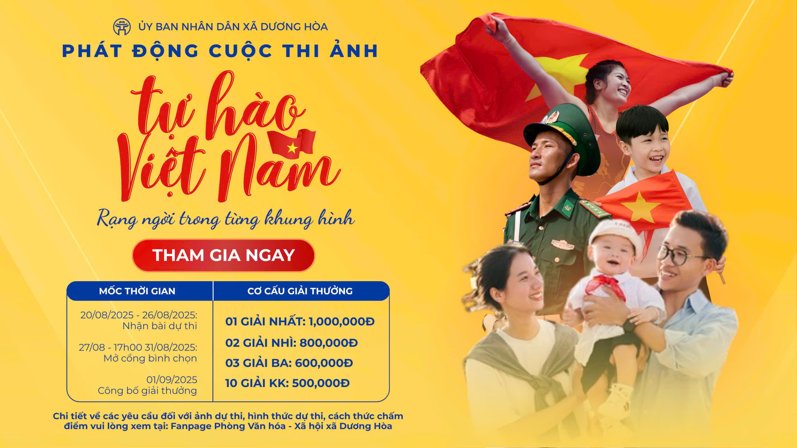 Xã Dương Hòa phát động cuộc thi ảnh “Tự hào Việt Nam”: Lan tỏa tình yêu Tổ quốc từ sắc cờ đỏ sao vàng