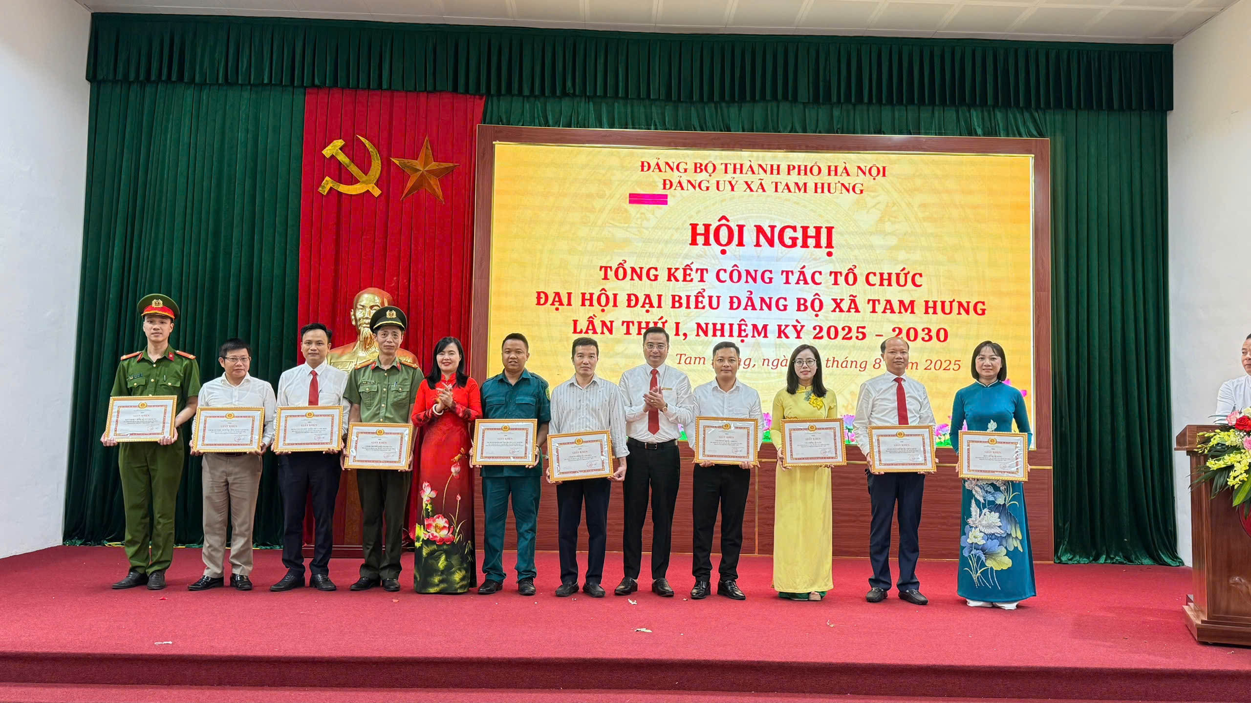 Xã Tam Hưng tổng kết công tác tổ chức Đại hội đại biểu Đảng bộ xã lần thứ I, nhiệm kỳ 2025-2030