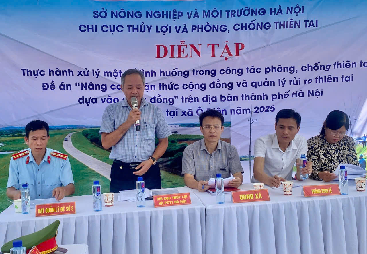 Xã Ô Diên tổ chức diễn tập phòng chống thiên tai năm 2025