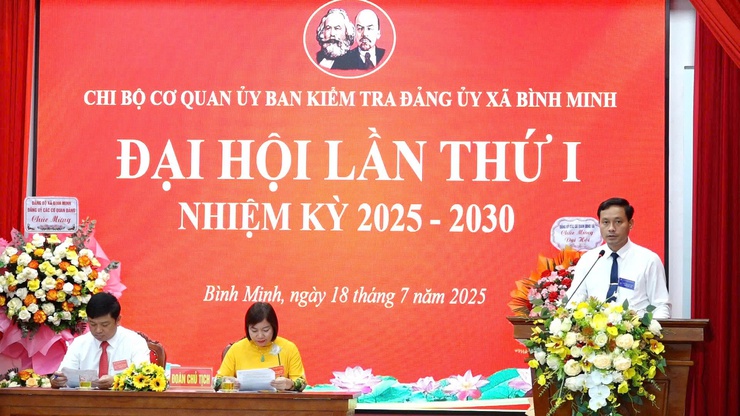 Chi bộ Cơ quan Ủy ban Kiểm tra Đảng ủy xã Bình Minh tổ chức Đại hội lần thứ I: Giữ vững kỷ cương, phát huy bản lĩnh, nâng cao năng lực kiểm tra trong giai đoạn mới