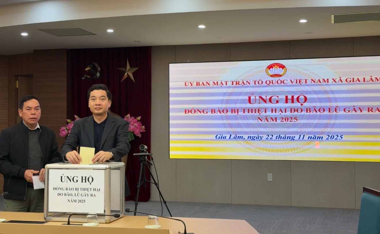 Xã Gia Lâm phát động quyên góp ủng hộ đồng bào miền Trung, Tây Nguyên khắc phục hậu quả mưa lũ