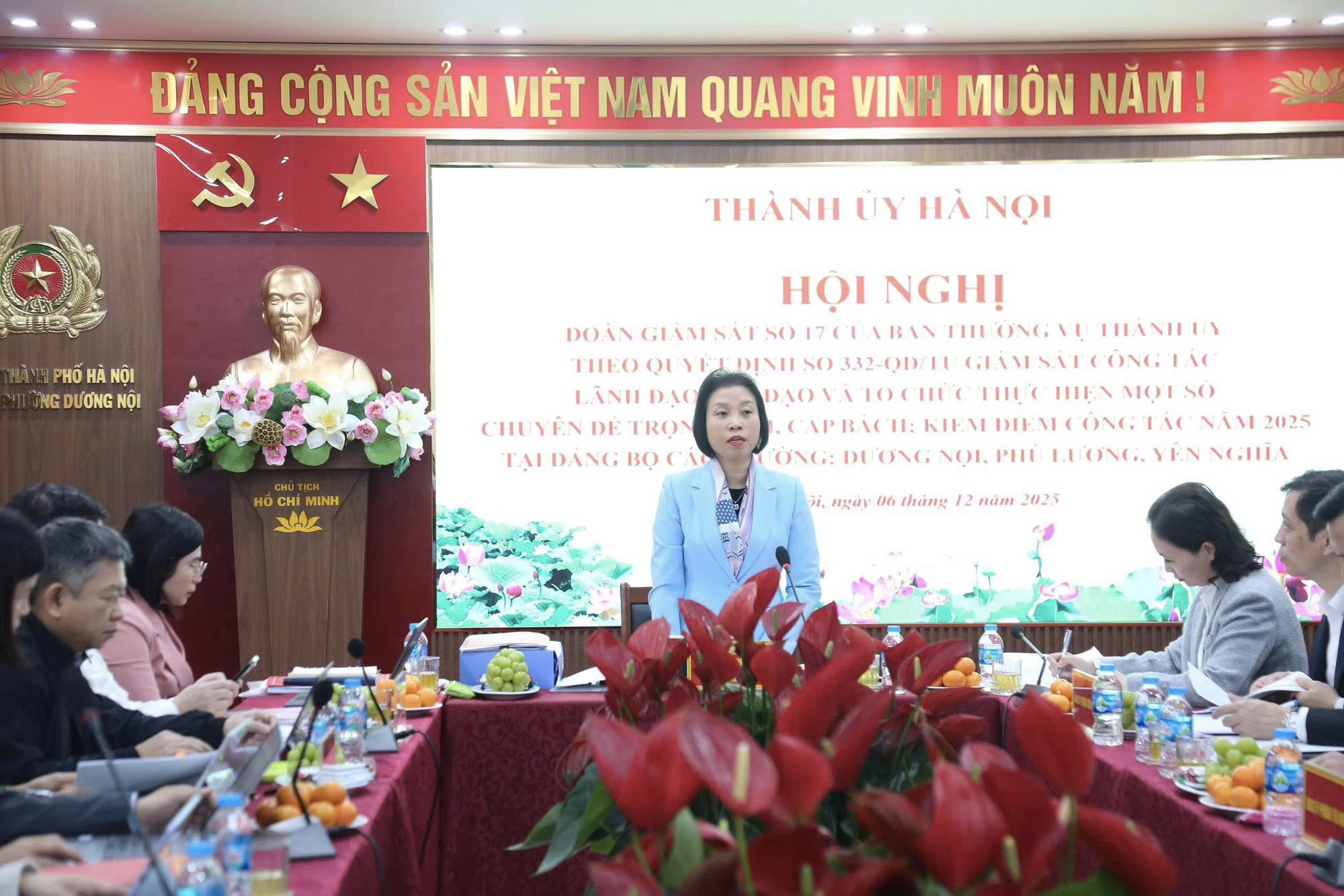 Đoàn giám sát Ban Thường vụ Thành ủy làm việc với phường Dương Nội về các chuyên đề trọng tâm, cấp bách