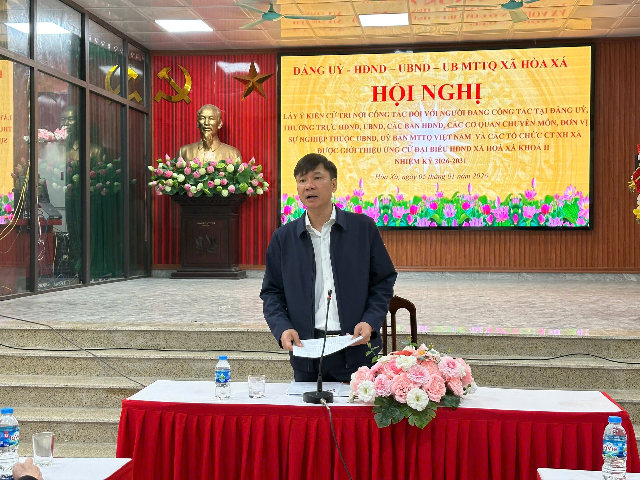 Xã Hòa Xá tổ chức hội nghị lấy ý kiến cử tri nơi công tác đối với nhân sự dự kiến ứng cử HĐND nhiệm kỳ 2026-2031