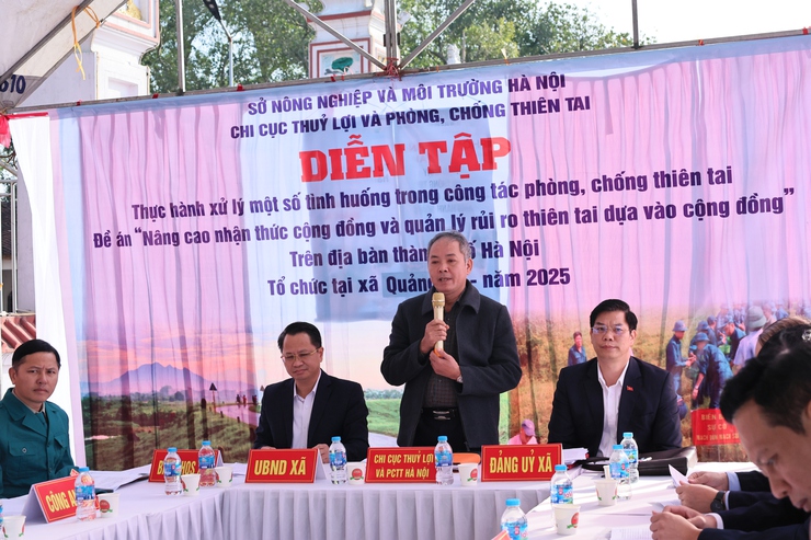 Xã Quảng Bị diễn tập xử lý tình huống thiên tai, nâng cao năng lực phòng thủ dân sự tại cơ sở