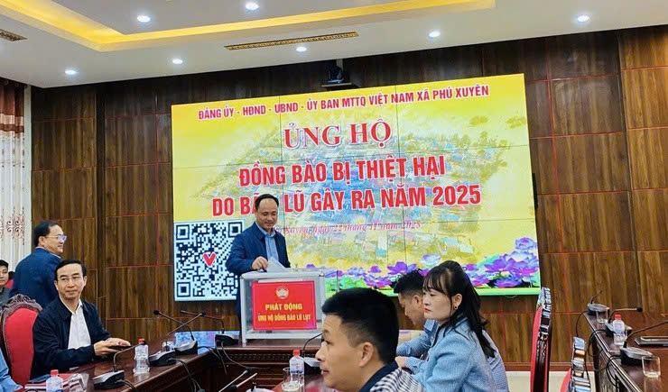 Xã Phú Xuyên phát động ủng hộ đồng bào miền trung, Tây Nguyên khắc phục hậu quả mưa lũ