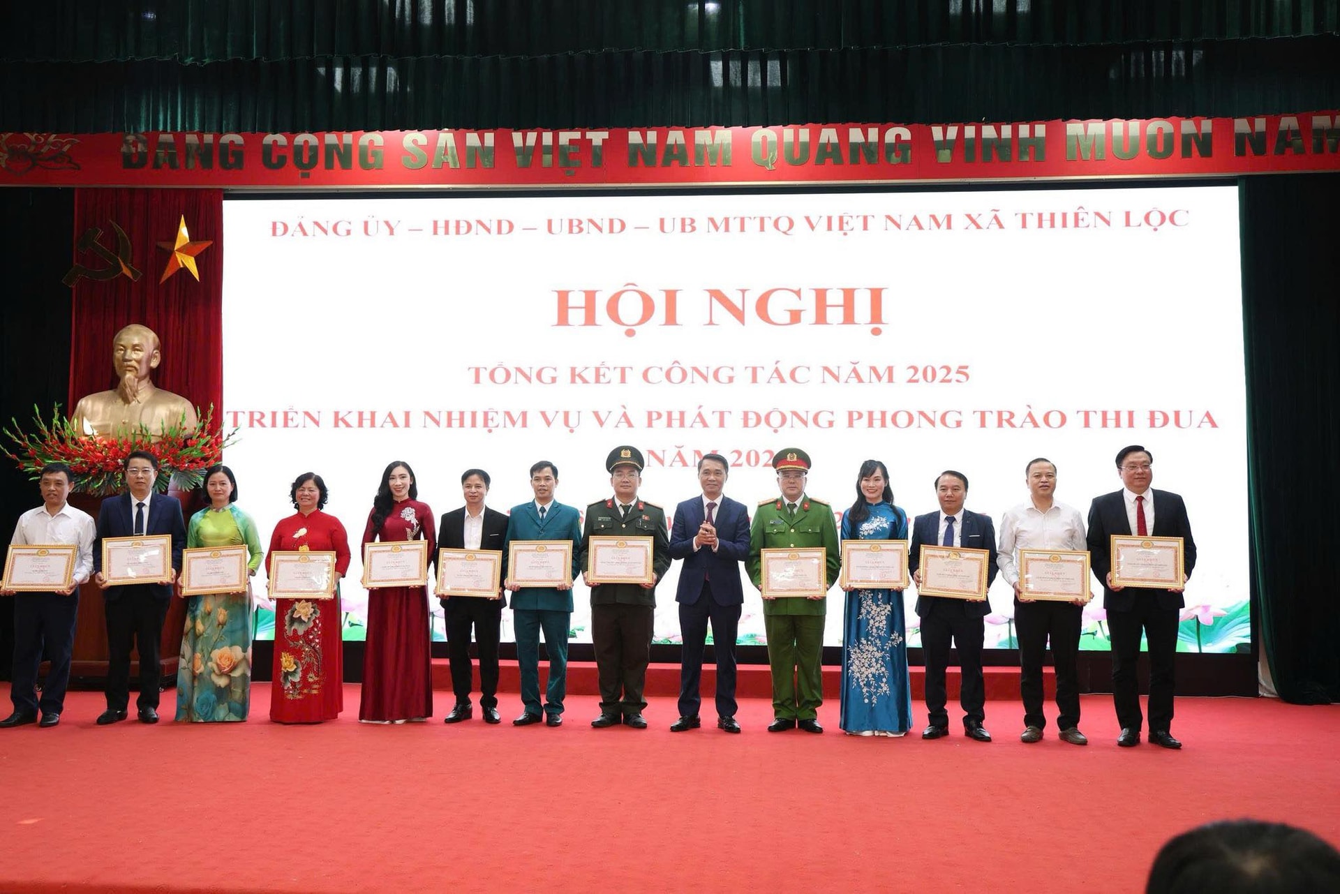 Xã Thiên Lộc tổng kết năm 2025, phát động thi đua yêu nước hướng tới hoàn thành mục tiêu năm 2026