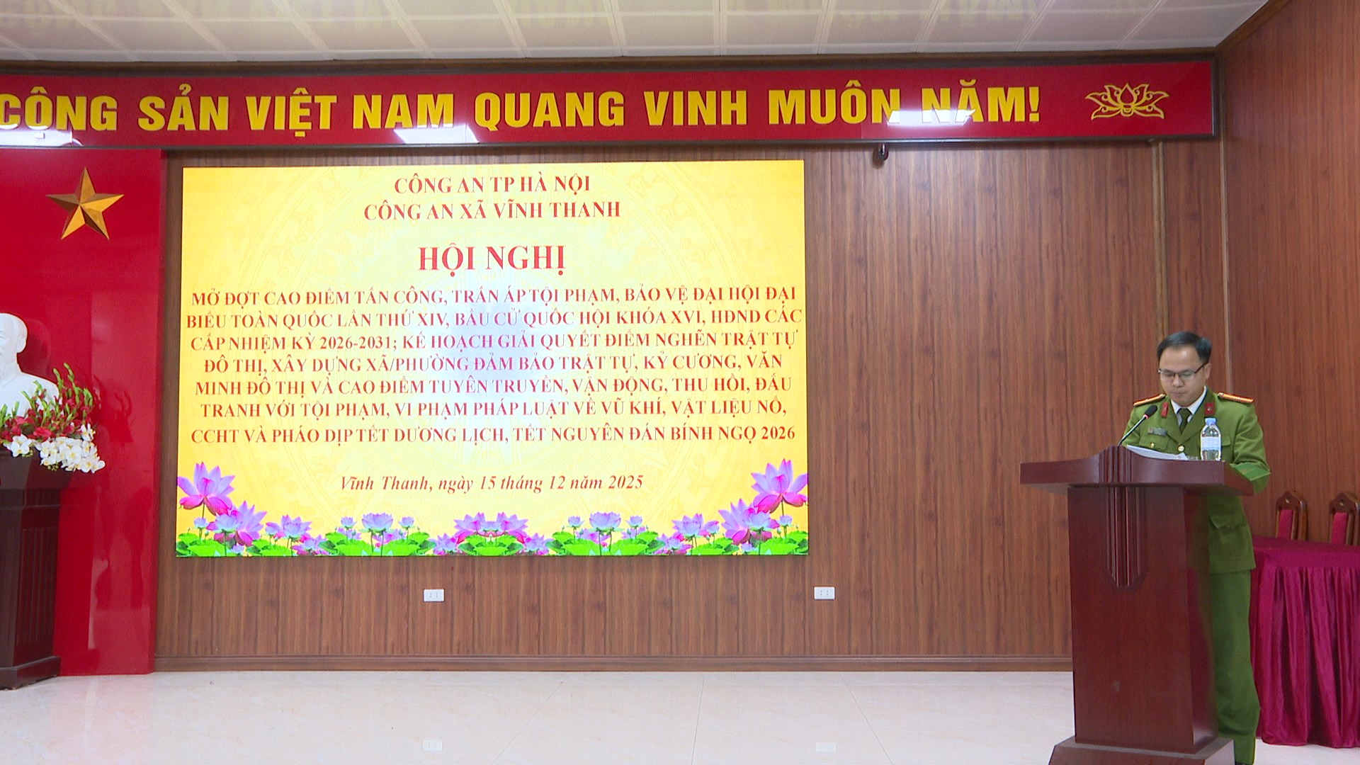 Xã Vĩnh Thanh mở cao điểm tấn công, trấn áp tội phạm, bảo đảm an ninh trật tự phục vụ đại hội Đảng và bầu cử nhiệm kỳ mới