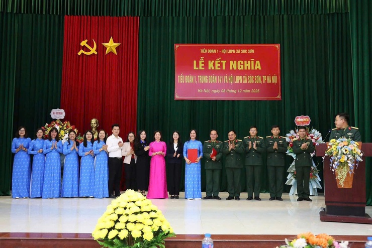 Tiểu đoàn 1 và Hội Liên hiệp Phụ nữ xã Sóc Sơn ký kết nghĩa, thắt chặt tình đoàn kết quân - dân