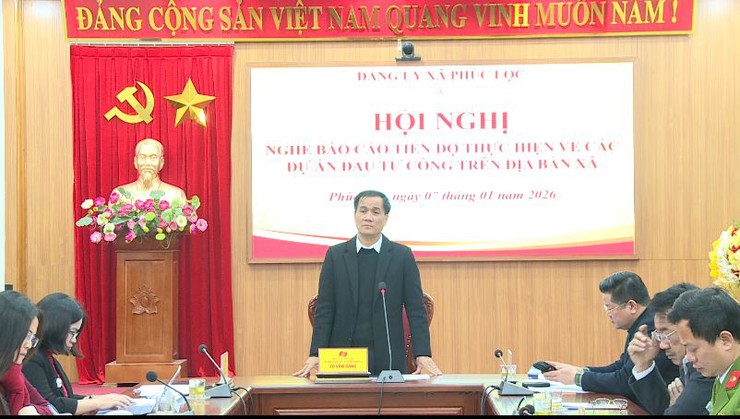 Thường trực Đảng uỷ xã Phúc Lộc làm việc về tiến độ các dự án đầu tư công