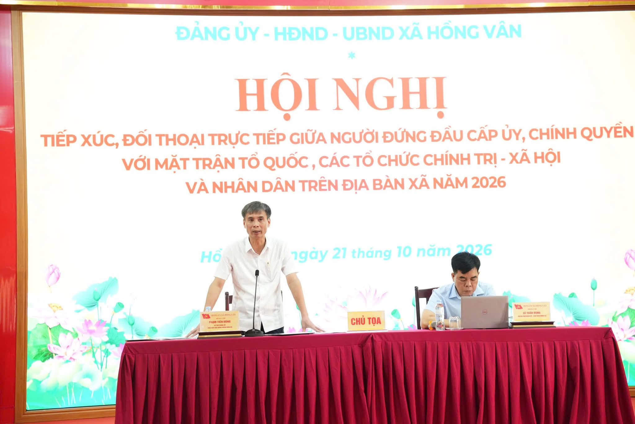 Xã Hồng Vân tổ chức hội nghị đối thoại giữa người đứng đầu cấp ủy, chính quyền với nhân dân năm 2026