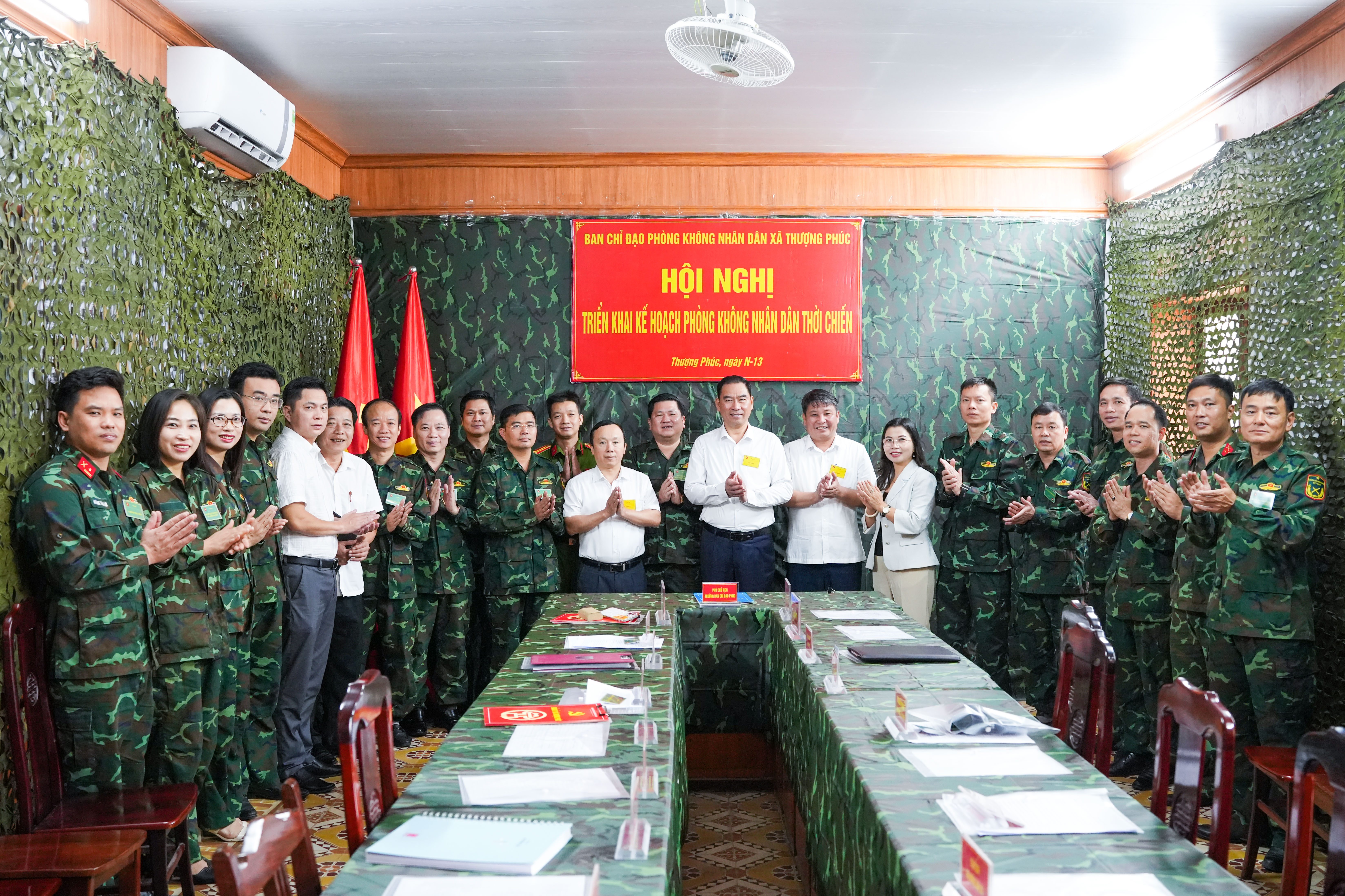 Xã Thượng Phúc tổ chức diễn tập “Triển khai kế hoạch phòng không nhân dân thời chiến”