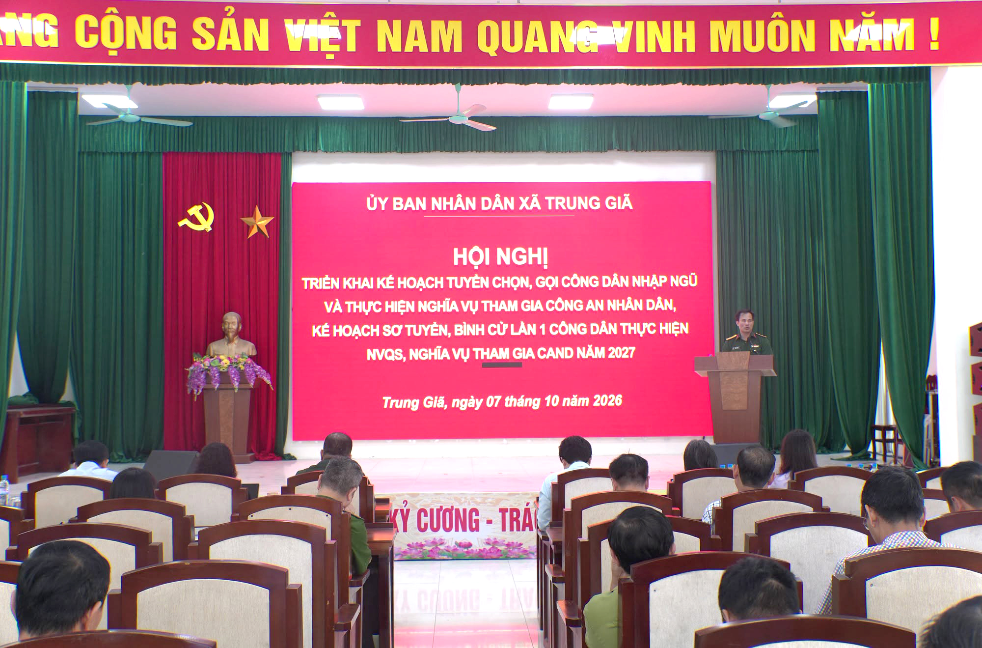 Xã Trung Giã triển khai công tác tuyển quân năm 2027, tổ chức sơ tuyển sức khỏe từ ngày 27-10