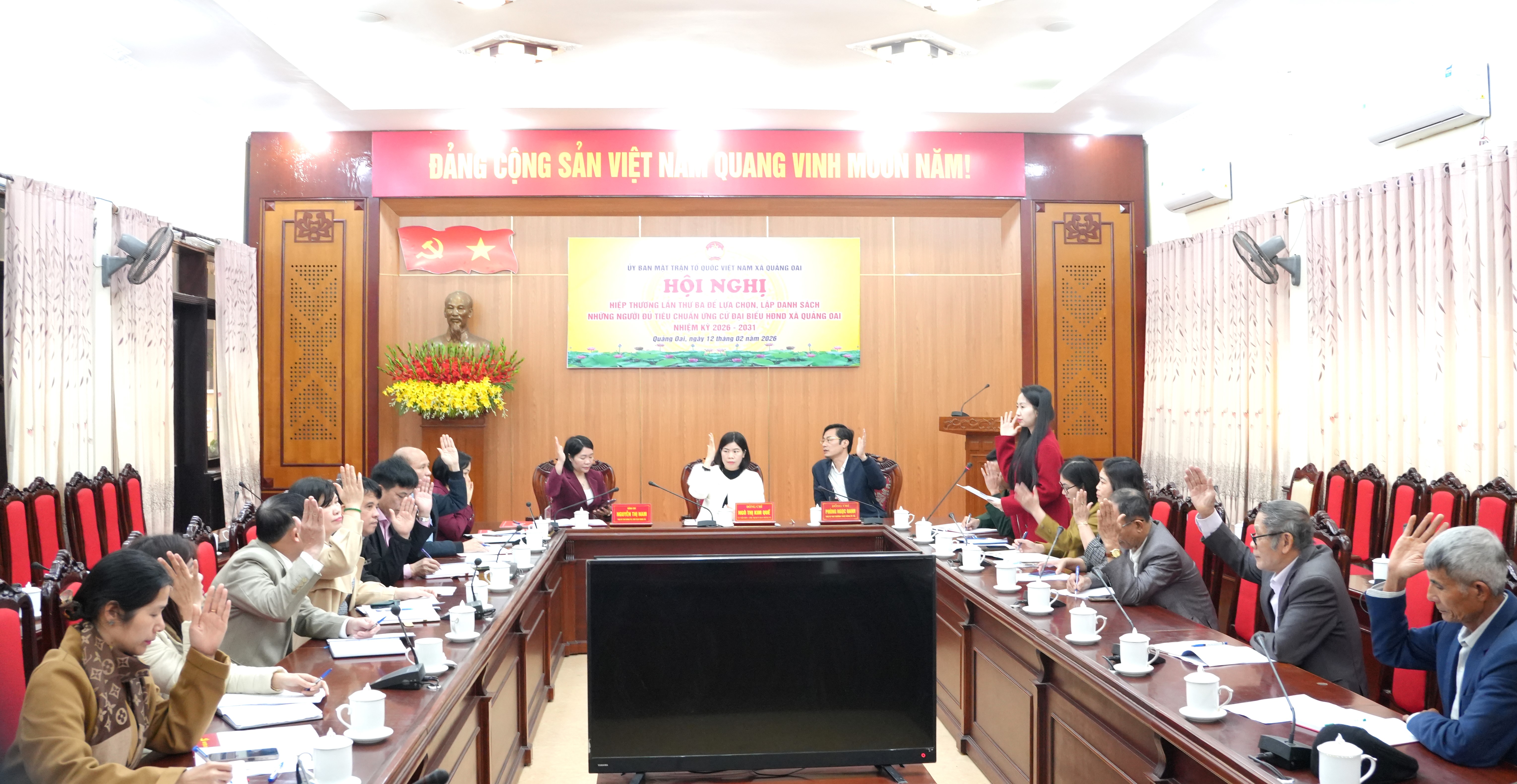Xã Quảng Oai hoàn tất hiệp thương lần thứ ba, chốt danh sách 44 ứng cử viên HĐND xã nhiệm kỳ 2026-2031