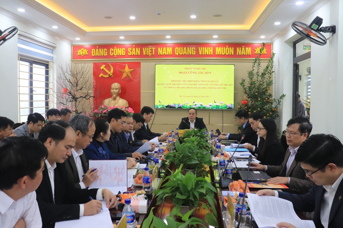 Đoàn công tác số 9 Thành ủy Hà Nội kiểm tra công tác chuẩn bị, triển khai công tác bầu cử tại các xã: Nội Bài, Đa Phúc, Kim Anh, Sóc Sơn và Trung Giã