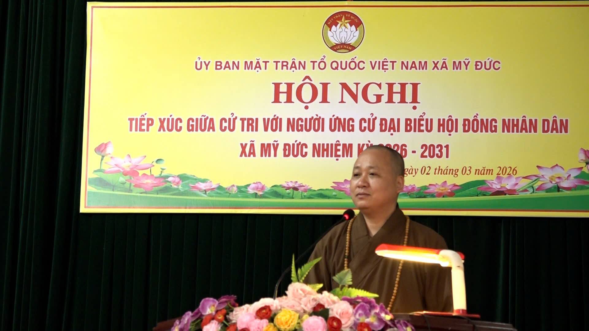 Cử tri xã Mỹ Đức tiếp xúc, lắng nghe chương trình hành động của các ứng cử viên HĐND xã