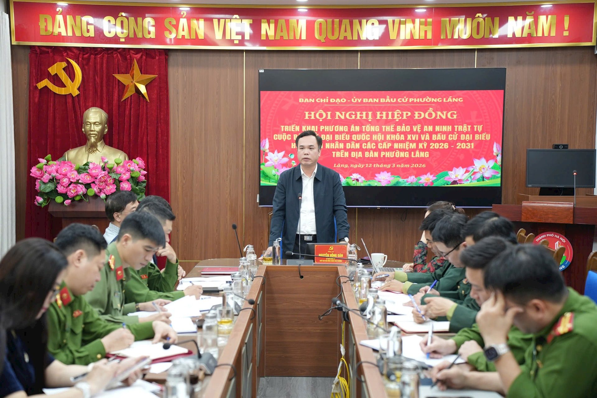 Phường Láng tăng cường hiệp đồng lực lượng, bảo đảm an ninh trật tự phục vụ ngày bầu cử