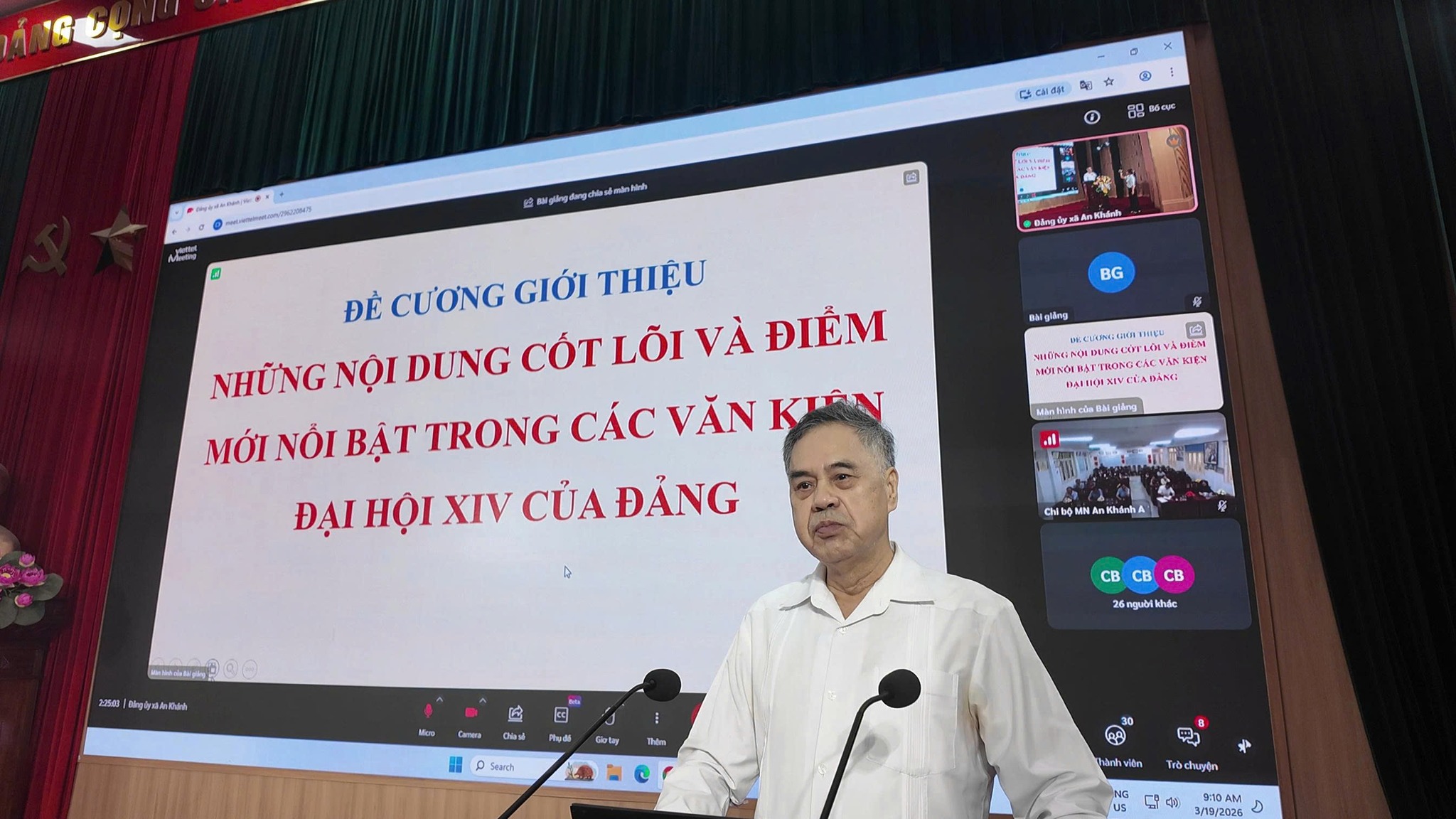 Xã An Khánh: Ứng dụng chuyển đổi số, kết nối 29 điểm cầu học tập Nghị quyết Đại hội XIV của Đảng