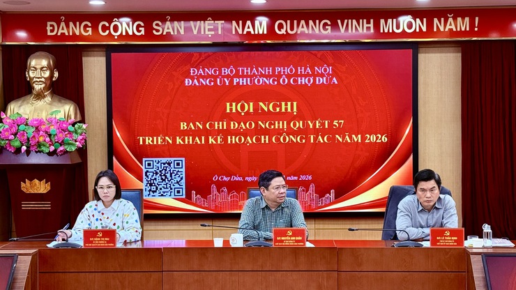 Đảng ủy phường Ô Chợ Dừa khởi động mạnh mẽ triển khai Nghị quyết 57, đặt chuyển đổi số làm động lực phát triển năm 2026