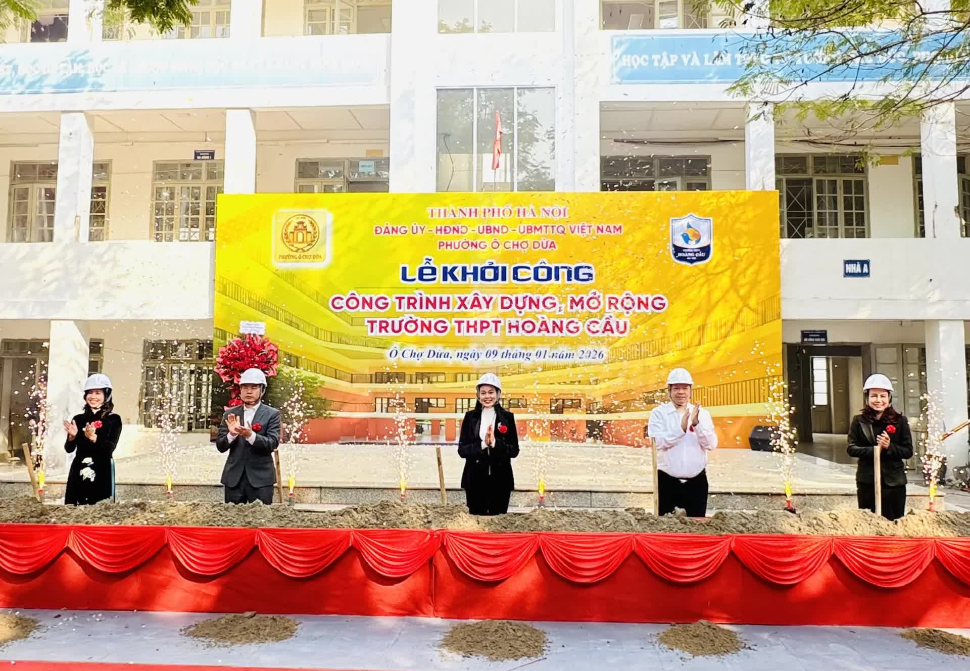 Phường Ô Chợ Dừa đẩy nhanh tiến độ dự án Trường THPT Hoàng Cầu, hoàn thành vào cuối năm 2026
