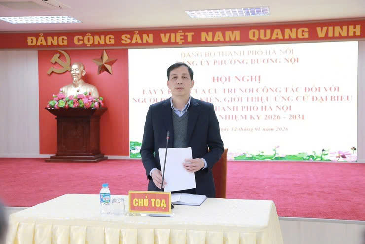 Phường Dương Nội: 100% cử tri nơi công tác tín nhiệm giới thiệu đồng chí Cấn Thị Việt Hà ứng cử đại biểu HĐND thành phố